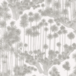 Behangpatroon met gestileerde Japanse bomen in grijstinten uit de Cole and Son Japanese Woods collectie.