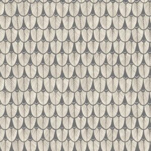 Behangpatroon Cole and Son Ardmore Narina 109/10048 met gestileerde, overlappende bladvormen in grijs en beige.