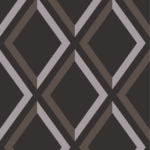 Geometrisch Cole and Son behang uit de Pompeian collectie met een patroon van diagonale ruiten in zwart, grijs en bruin.
