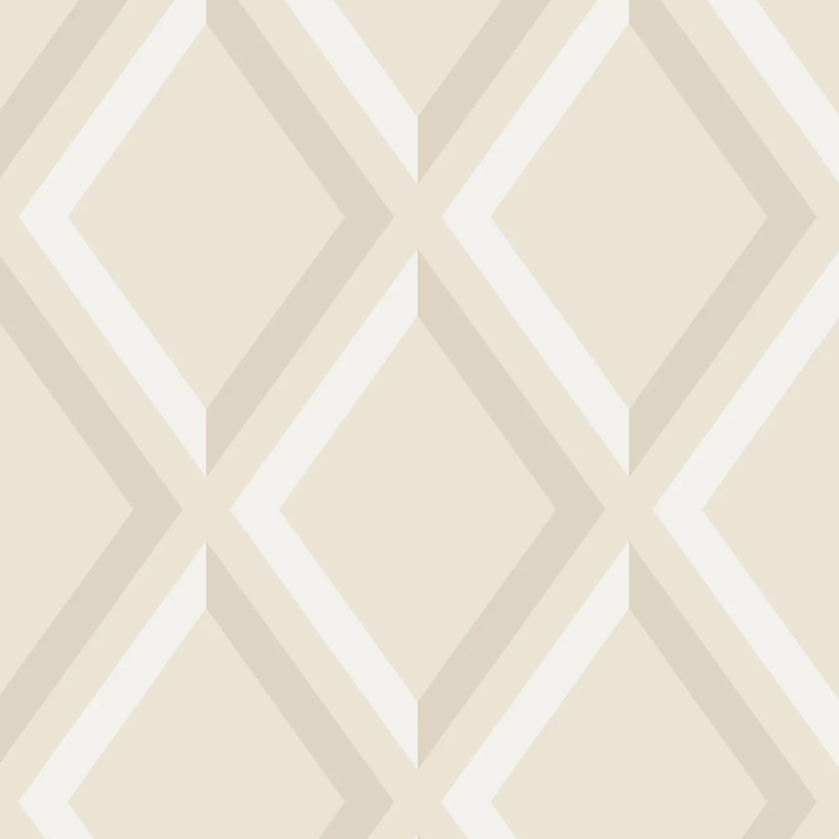 Beige Cole and Son behang met een geometrisch diamantpatroon uit de Pompeian 663020 collectie.