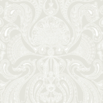 Beige behang met sierlijk wit paisleypatroon uit de Cole and Son Malabar collectie.