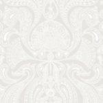 Lichtgrijs Cole and Son Malabar 957040 behang met een fijn paisley-patroon in oosterse stijl.