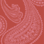 Rood behang met een groot paisley-patroon in roze uit de Rajapur-collectie van Cole and Son.