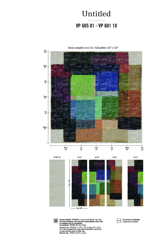 Abstracte wandbekleding "Untitled" van ELITIS met een kleurrijk geometrisch patroon op een geweven textuur.