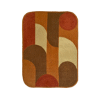 Rechthoekig Elitis Acapulco vloerkleed in warme aardetinten met abstract geometrisch patroon.