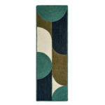 Rechthoekig Elitis Acapulco vloerkleed TA 120 64 06 in groene, blauwe en neutrale tinten met grafisch patroon.