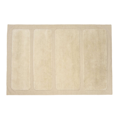 Beige Elitis Alaska TA 125 03 02 vloerkleed met vier rechthoekige banen in reliëf.