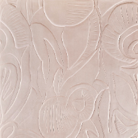 Beige wandbekleding met een subtiel reliëf van abstracte bloemen en bladeren uit de Elitis Colosse Fruitier lin collectie.
