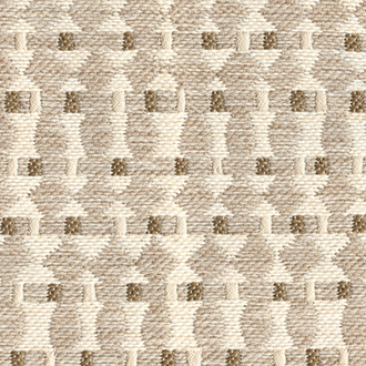 Beige outdoorstof Elitis Corsaro met een geometrisch geweven patroon.