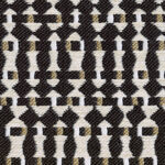 Detailopname van de Elitis Corsaro outdoor stof (OD 114 80) met een grafisch patroon in zwart, wit en beige.