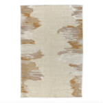 Beige Elitis Emile TA 135 17 02 vloerkleed met abstracte bruine en grijze patronen aan de zijkanten.