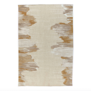 Beige Elitis Emile TA 135 17 02 vloerkleed met abstracte bruine en grijze patronen aan de zijkanten.