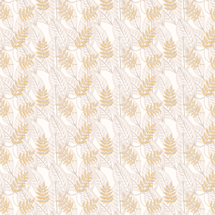 Behangpatroon Elitis Flower Power Alocasia TP302-01 met goudgele bladeren op een lichtbeige achtergrond.