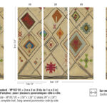 Decoratief wandpaneel Elitis Hydra Lin Brodés VP 957 01 met etnisch geïnspireerd patroon in aardetinten en geometrische vormen.