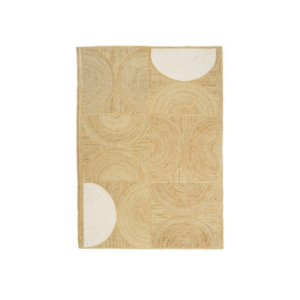 Rechthoekig Elitis Rocky Naturel TA 109 05 05 vloerkleed met een geometrisch patroon in natuurlijke en witte tinten.