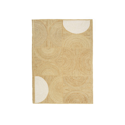 Rechthoekig Elitis Rocky Naturel TA 109 05 05 vloerkleed met een geometrisch patroon in natuurlijke en witte tinten.