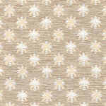 Beige Elitis Sebino outdoorstof met een patroon van witte, stervormige motieven.