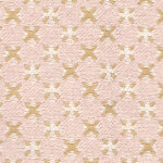 Lichtroze Elitis Sebino outdoorstof met een patroon van beige en witte kruissteken.