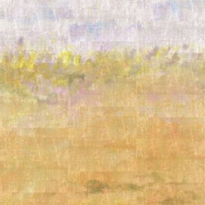 Abstract Elitis Solstice VP 966 01 behang met zachte tinten in beige, geel en paars die doen denken aan een impressionistisch landschap.