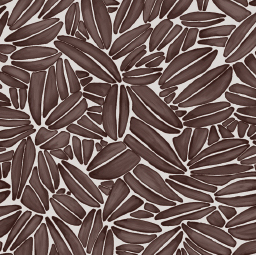 Abstract patroon van overlappende, donkerbruine succulente bladeren op een lichtroze achtergrond.