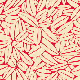Beige bladerenpatroon met rode achtergrond uit het Elitis Succulente TP 301 05 behangdesign.