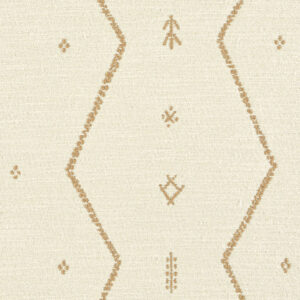Beige Elitis Tampico stof (LR 355 02) met geometrisch patroon in lichtbruin.