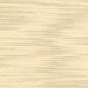 Lichtbeige Elitis Tribus sisal behang met fijne horizontale textuur.