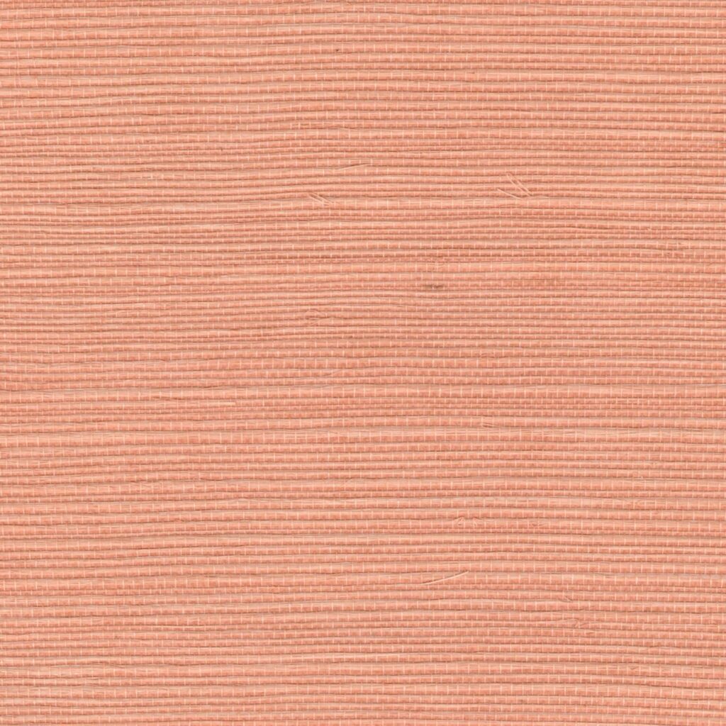 Textuur van de Elitis Tribus sisal wandbekleding in een warme, licht oranje tint met fijne horizontale lijnen.