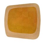 Rechthoekig Elitis Yasabai vloerkleed in bananengeel met een brede lichtbruine rand.