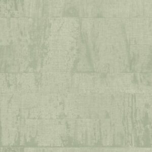 Lichtgroen Elitis Atelier d'Artiste VP 880 46 behang met een verweerd, textielachtig patroon.