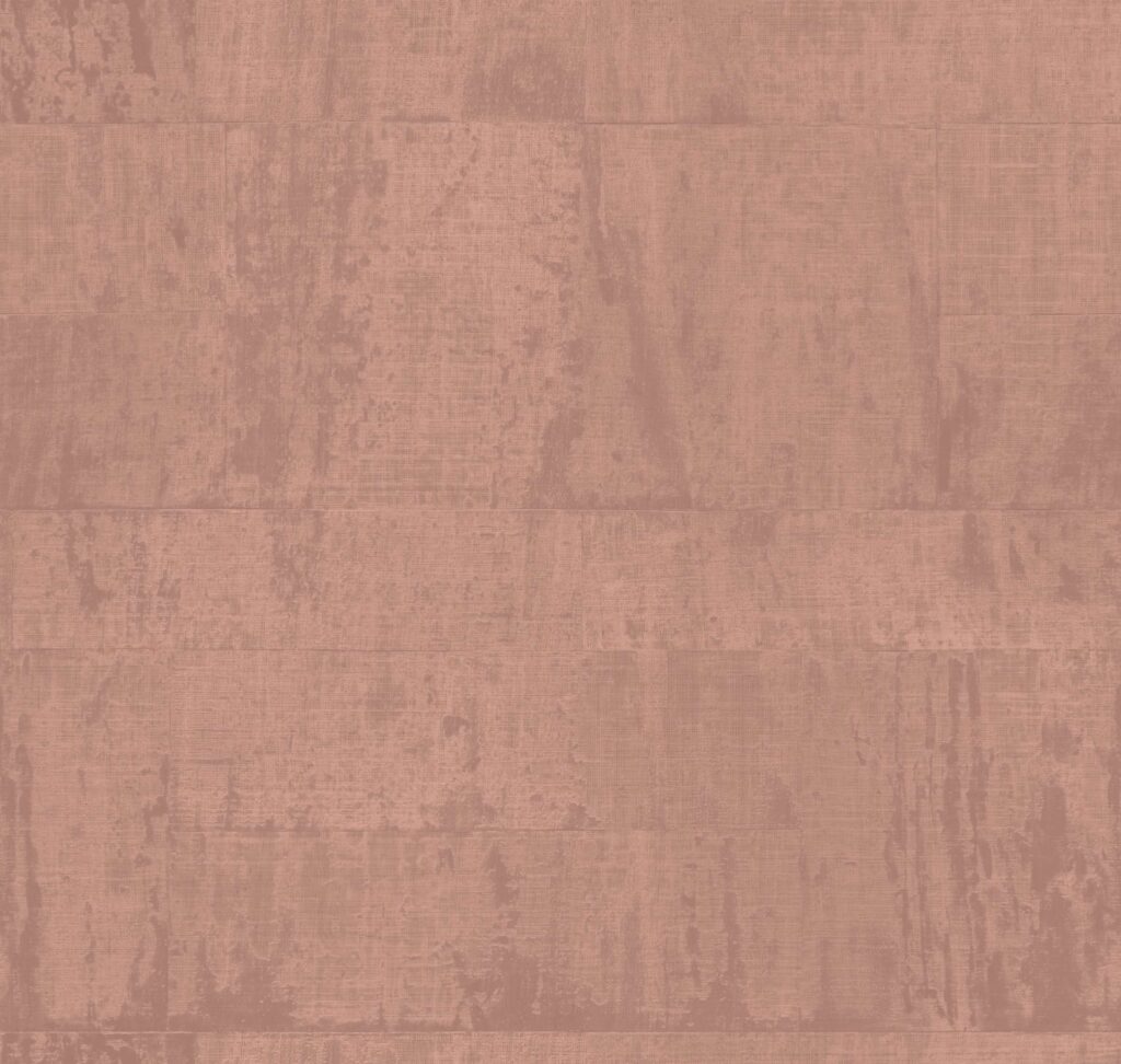 Roze behang met een subtiele textuur en een abstract, verweerd patroon uit de Elitis Atelier d’Artiste collectie (VP 880 53).