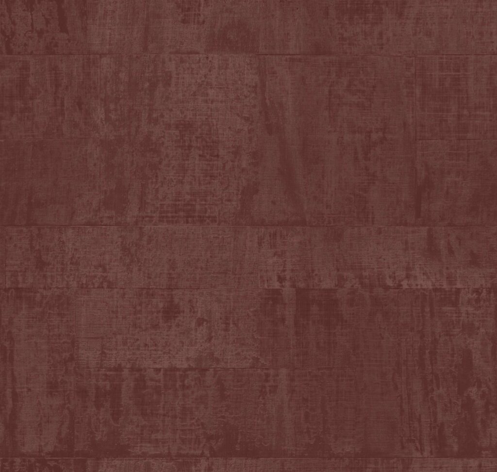 Diep rood Elitis Atelier d’artiste VP 880 54 behang met een artistieke, textielachtige structuur.