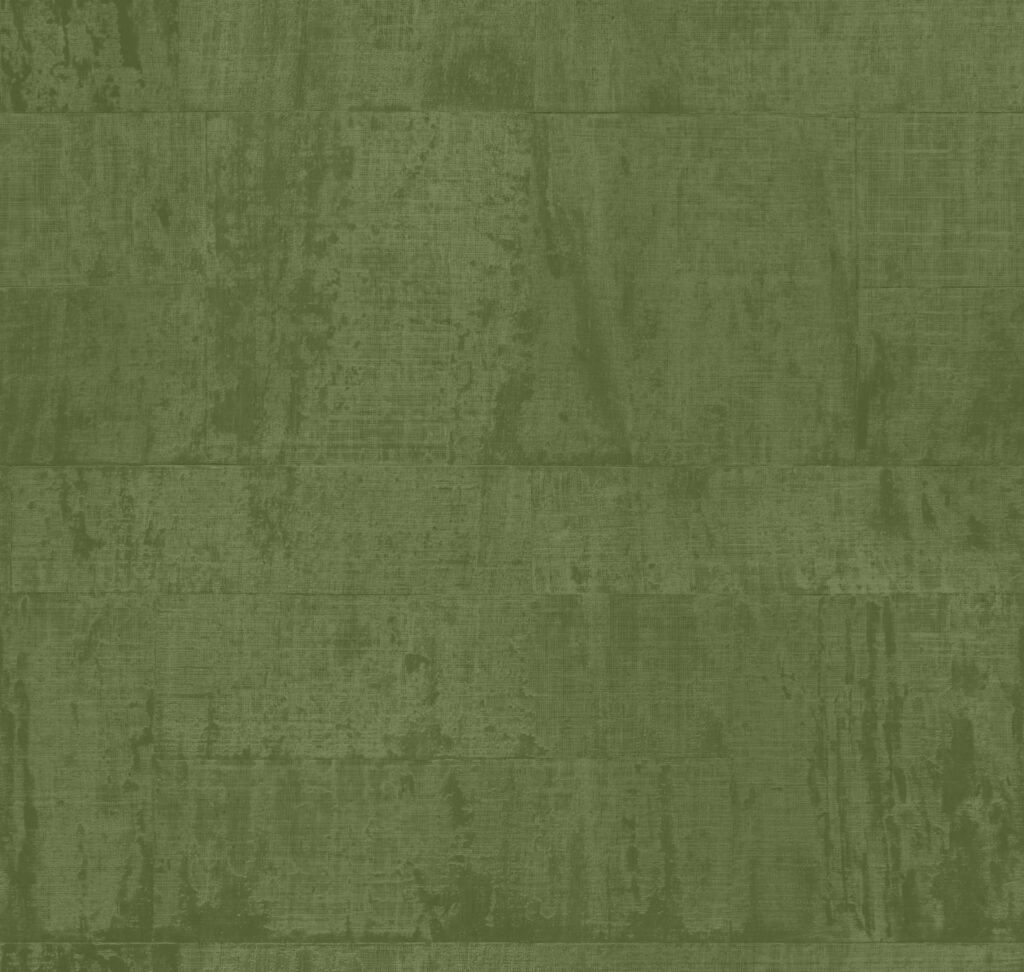 Groen Elitis Atelier d'Artiste VP 880 60 behang met een textielachtige, verweerde structuur.