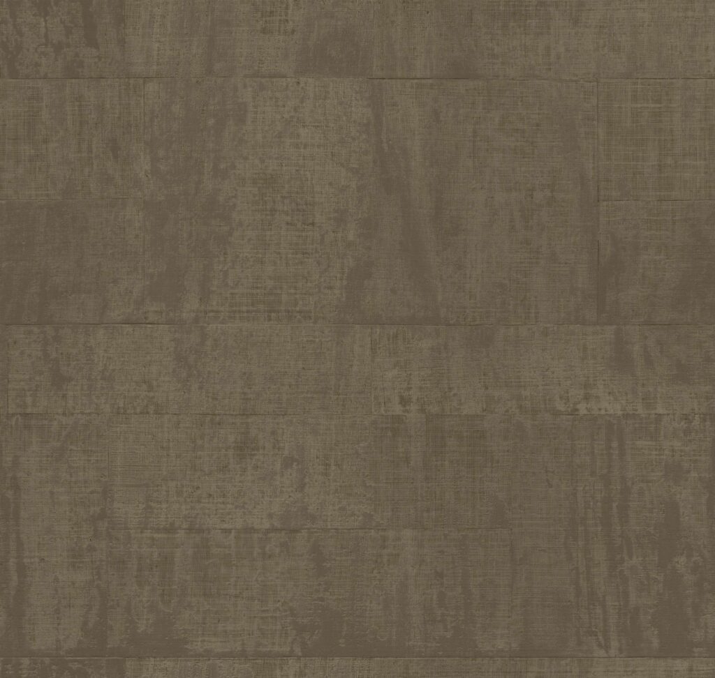 Behang Elitis Atelier d’Artiste VP 880 63 met een bruine, verweerde textiel- of houtlook structuur.