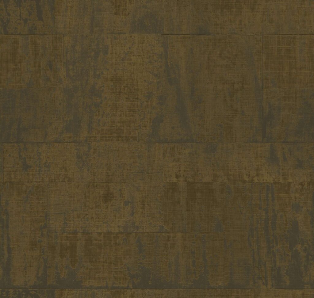 Donkerbruin Elitis Atelier d'Artiste VP 880 64 behang met een verweerde, textiele uitstraling.
