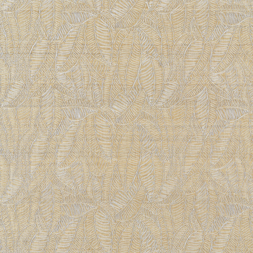 Beige en wit Elitis Baleares Anita LZ 900 02 patroon met een gedetailleerd, bladachtig design.