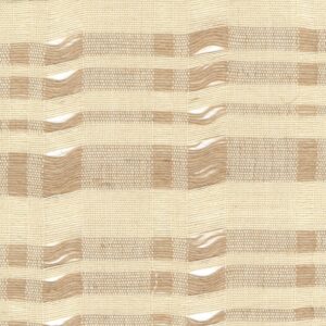 Alt-tekst: Beige en lichtbruine geweven stof met een geruit patroon uit de Elitis Baleares Brisa collectie.