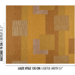 Patroon van Elitis Baleares Costa LZ 902 05 met geometrische vlakken in warme aardetinten en textiele texturen.