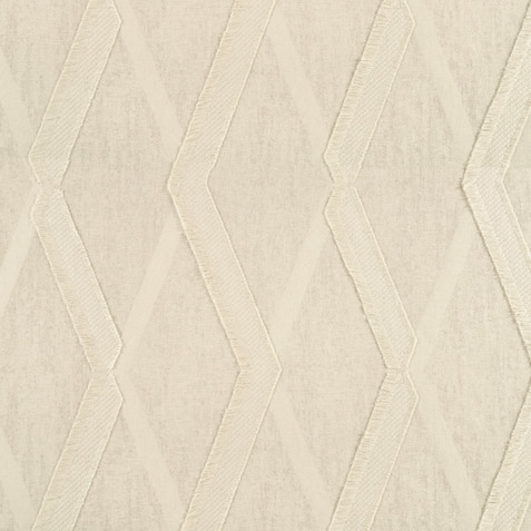Beige Elitis Baleares Duna-stof met een geometrisch zigzagpatroon.