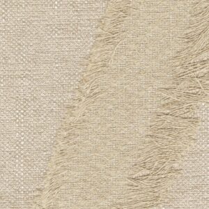 Beige Elitis Baleares Duna stof met afwisselend glad en pluizig geweven textuur.