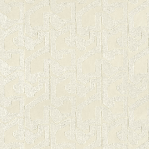 Crèmekleurig Elitis Baleares Eivissa LR 370 01 behang met een subtiel geometrisch reliëfpatroon.