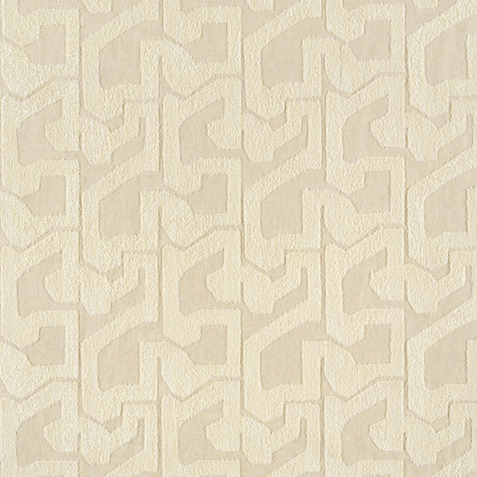 Beige wandbekleding met een abstract geometrisch patroon uit de Elitis Baleares Eivissa LR 370 03 collectie.