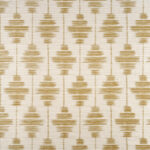 Beige textielpatroon met symmetrische goudbruine vormen uit de Elitis Baleares Talaia LZ 903 29 collectie.