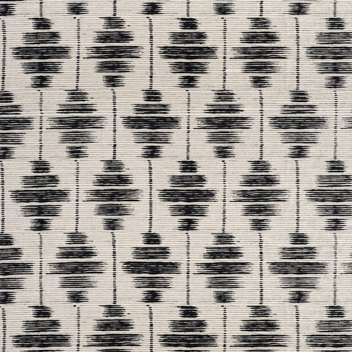 Decoratief Elitis Baleares Talaia LZ 903 80 patroon met verticale rijen van zwarte, abstracte vormen op een beige achtergrond.