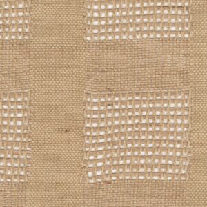 Detail van Elitis Baleares Vista CN 005 29 met een geweven beige textielstructuur en open rasterpatronen.