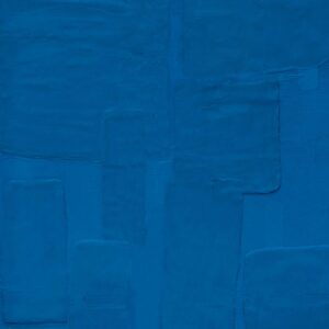 Diepblauw Elitis Art Paper Amami behang met een abstracte, rechthoekige textuur.
