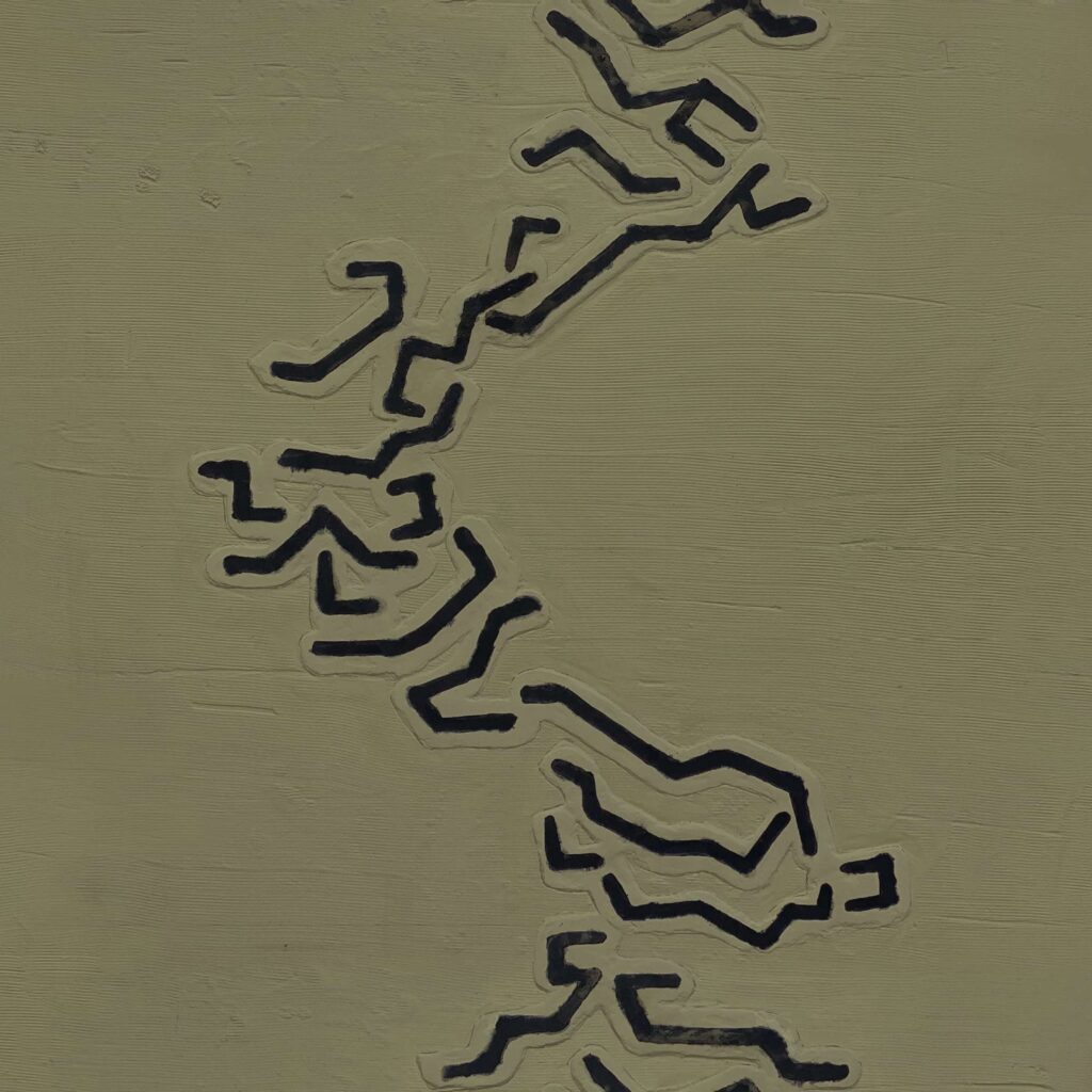 Beige Elitis behang uit de Art Paper Jima RM 1033 04 collectie met abstract zwart reliëfpatroon.