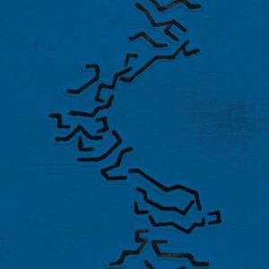 Blauw Elitis-behang met abstract reliëfpatroon uit de Art Paper Jima RM 1033 05 collectie.