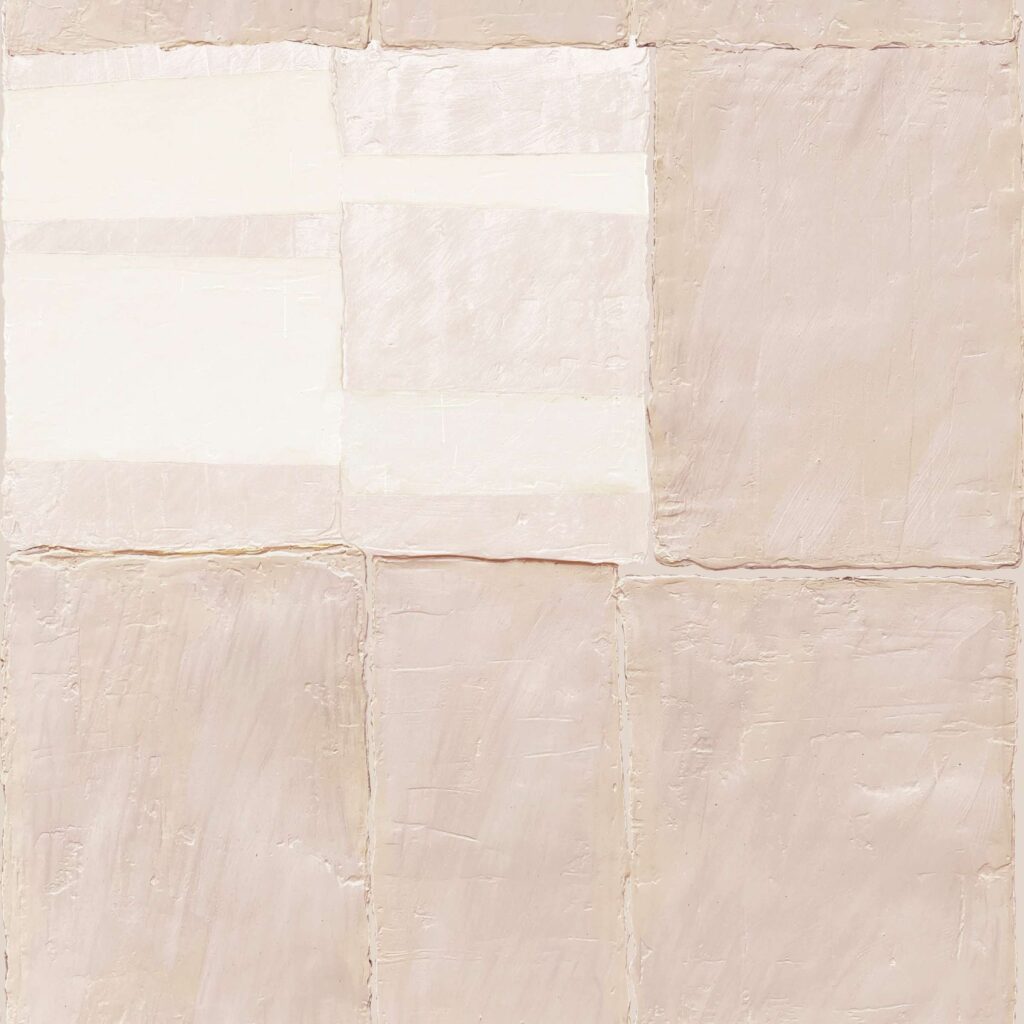 Beige Elitis-behang uit de Art Paper Okinawa collectie met een patroon van rechthoekige vlakken en subtiele textuur.
