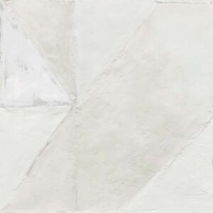 Licht abstract Elitis-behang met geometrische vormen en een subtiele textuur in zachte wittinten.